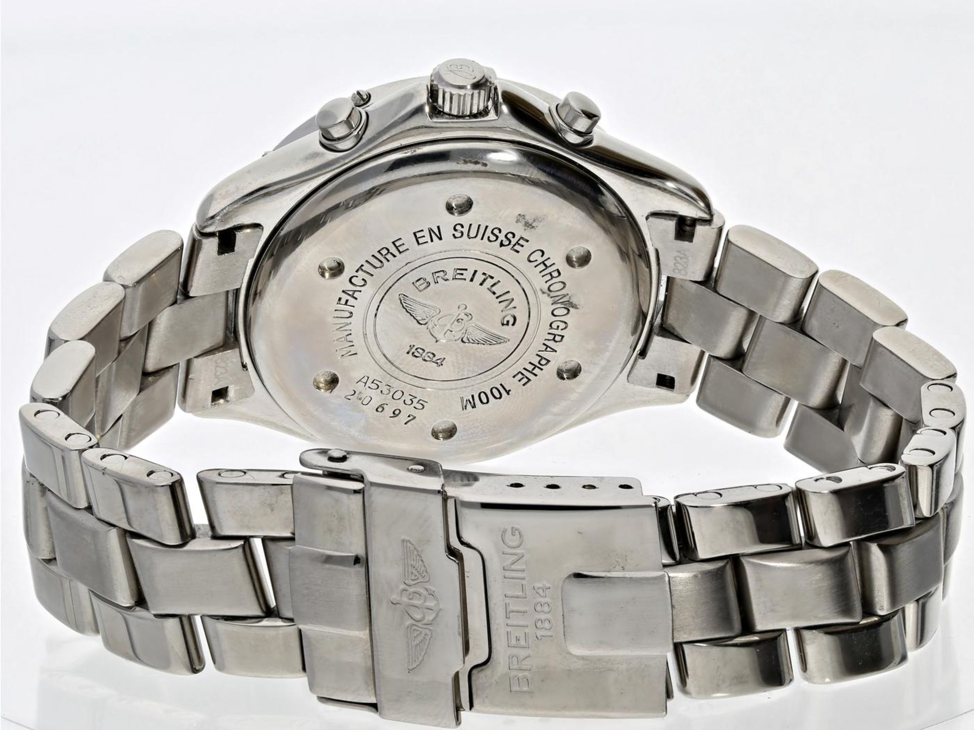 Armbanduhr: sportliche Herrenuhr Breitling Colt Chronograph in Edelstahl, Referenz A53035 mit - Bild 2 aus 2