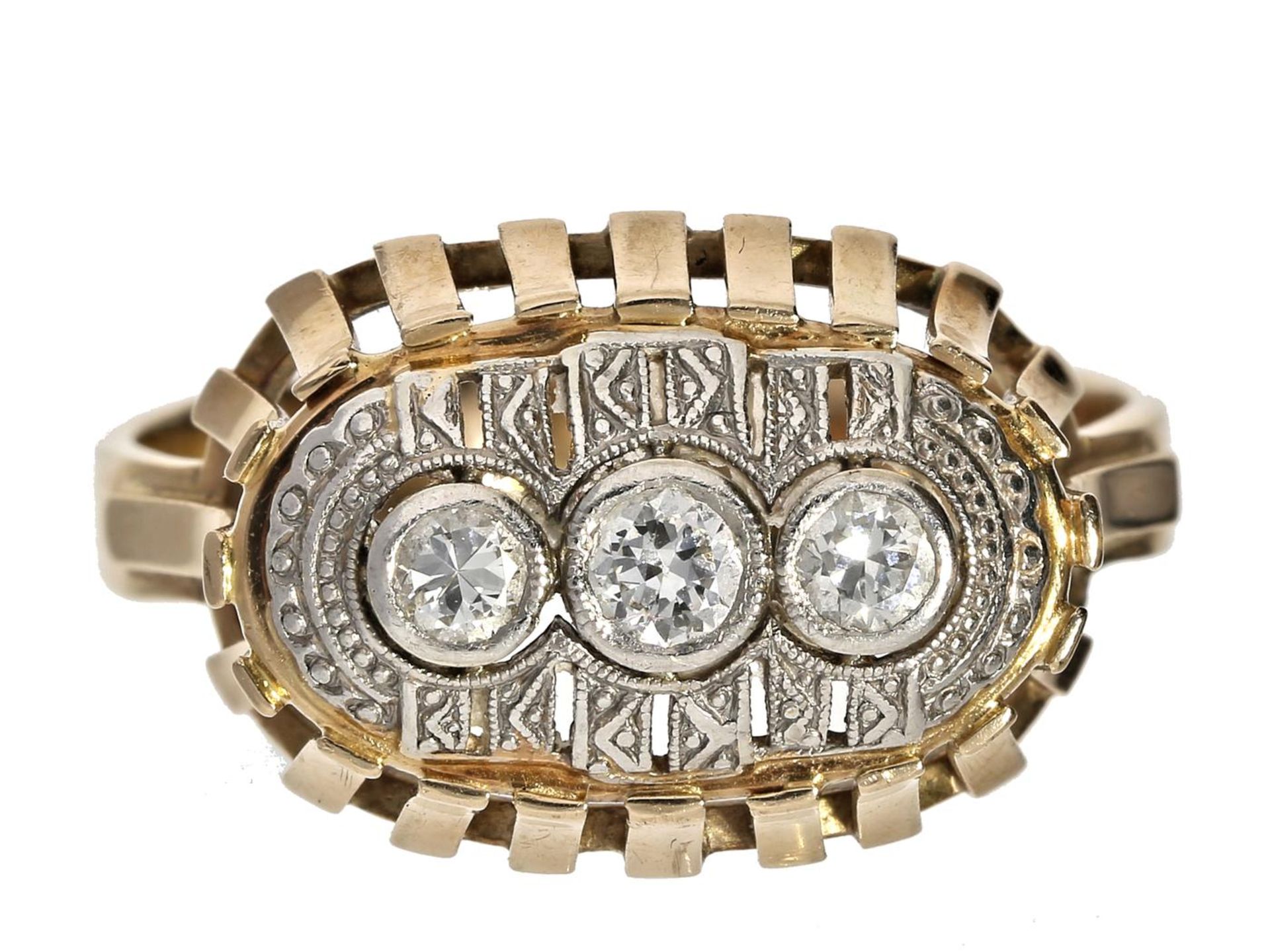 Ring: schöner, filigran gearbeiteter Goldschmiedering aus der Zeit des Art déco Ca. Ø18,5mm, RG58,