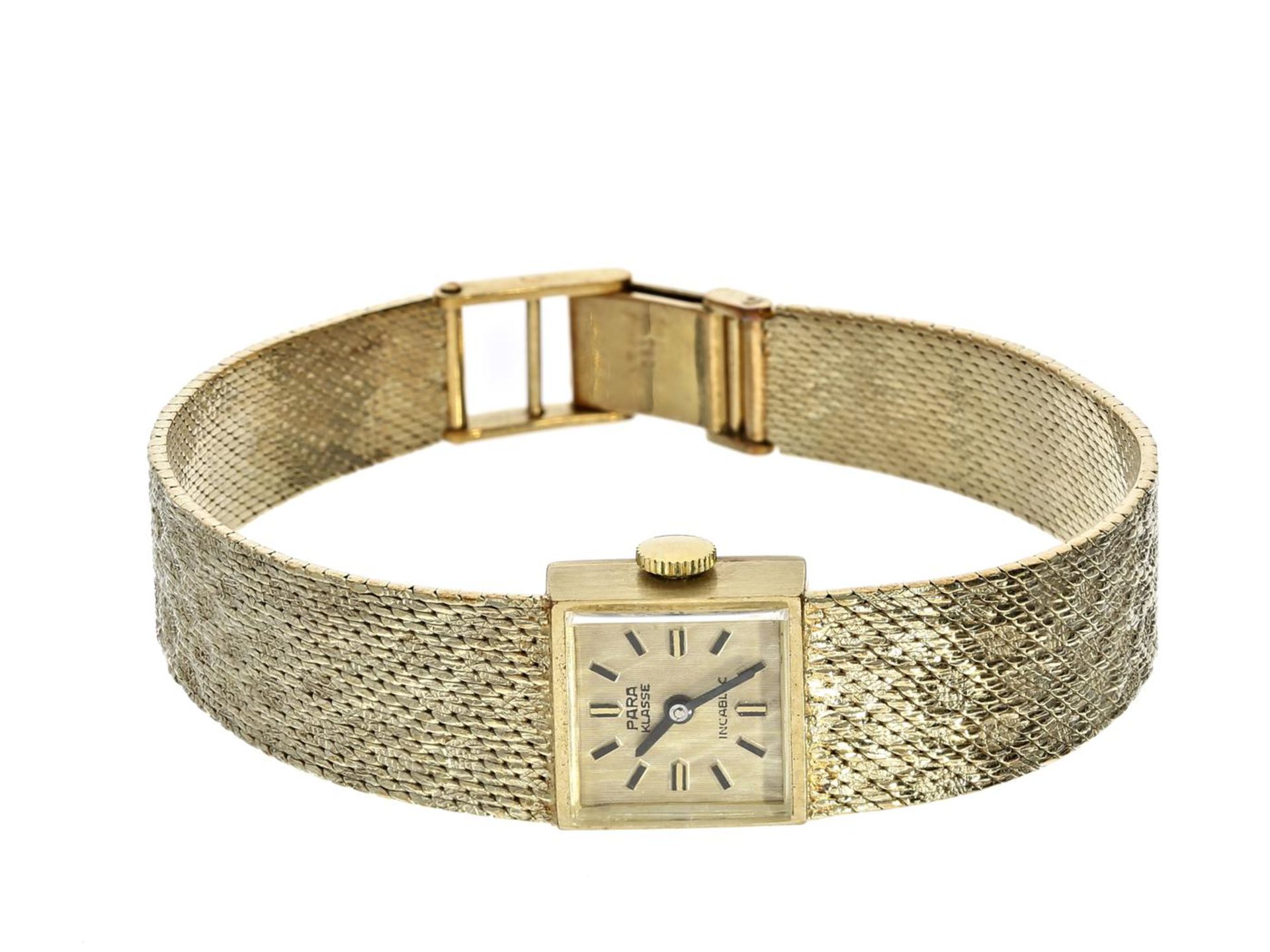 Armbanduhr: goldene Damenuhr Marke Para, vintage, new-old-stock Ca.18cm lang, ca. 32g, 14K Gold,