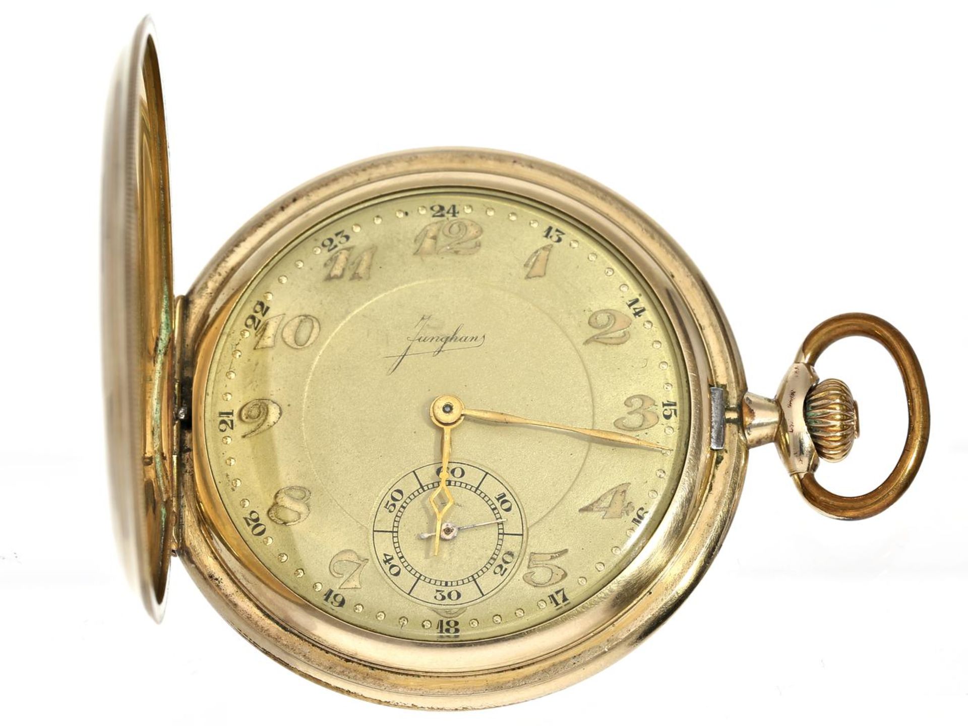 Taschenuhr: Savonnette aus der Zeit des Art déco, Marke Junghans Ca. Ø52mm, ca. 76g, Gehäuse im