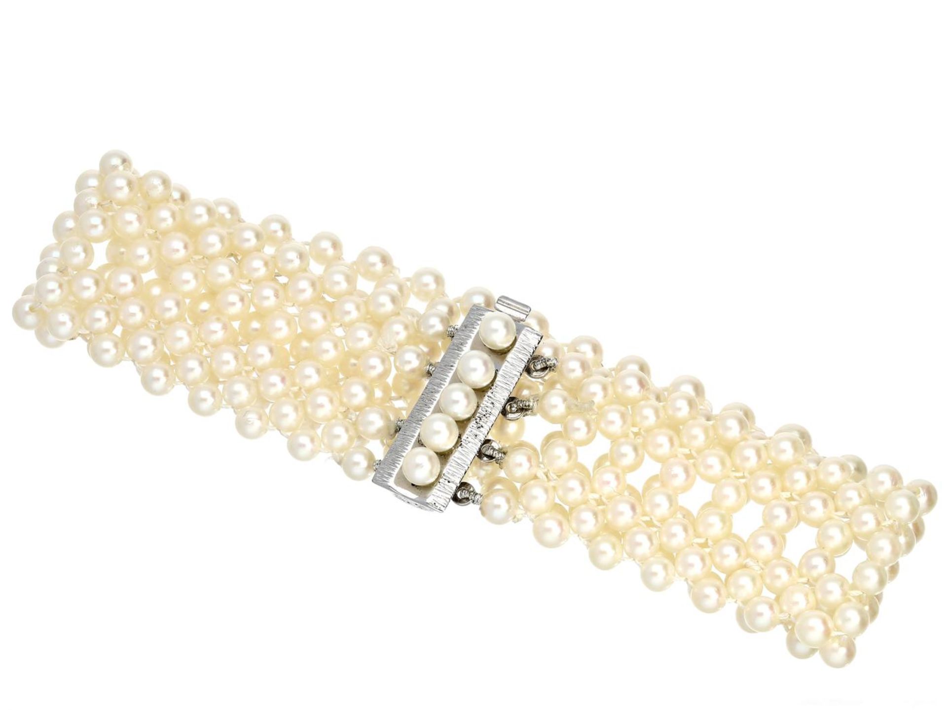 Armband: breites, dekoratives Perlenarmband mit Silberschließe Ca. 19,5cm lang, ca. 20mm breit,