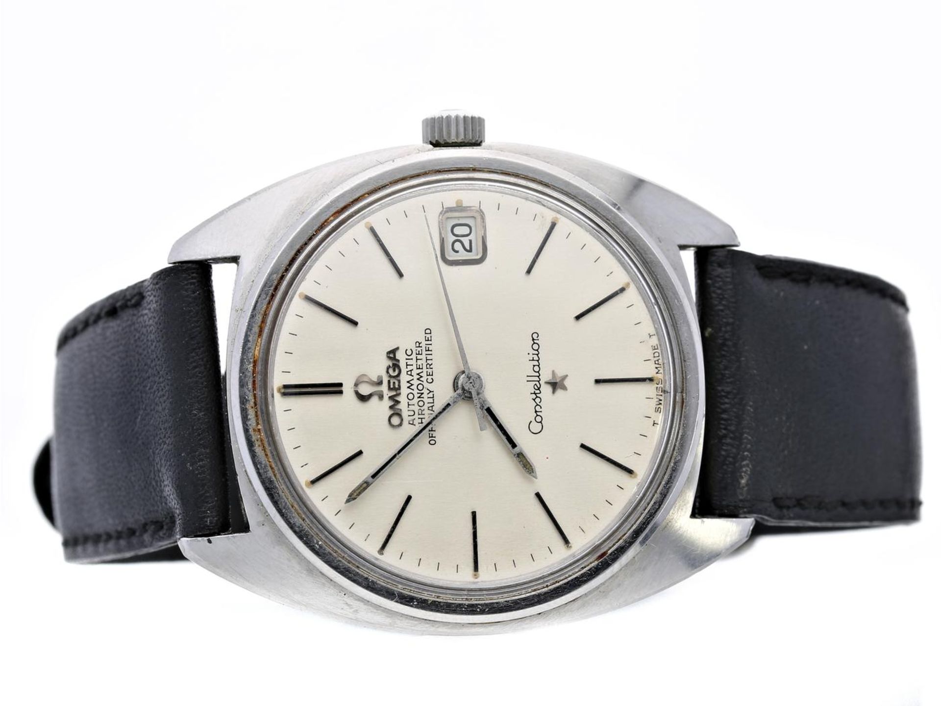 Armbanduhr: Omega Constellation Automatikchronometer in Edelstahl, 70er Jahre Ca. Ø34mm,