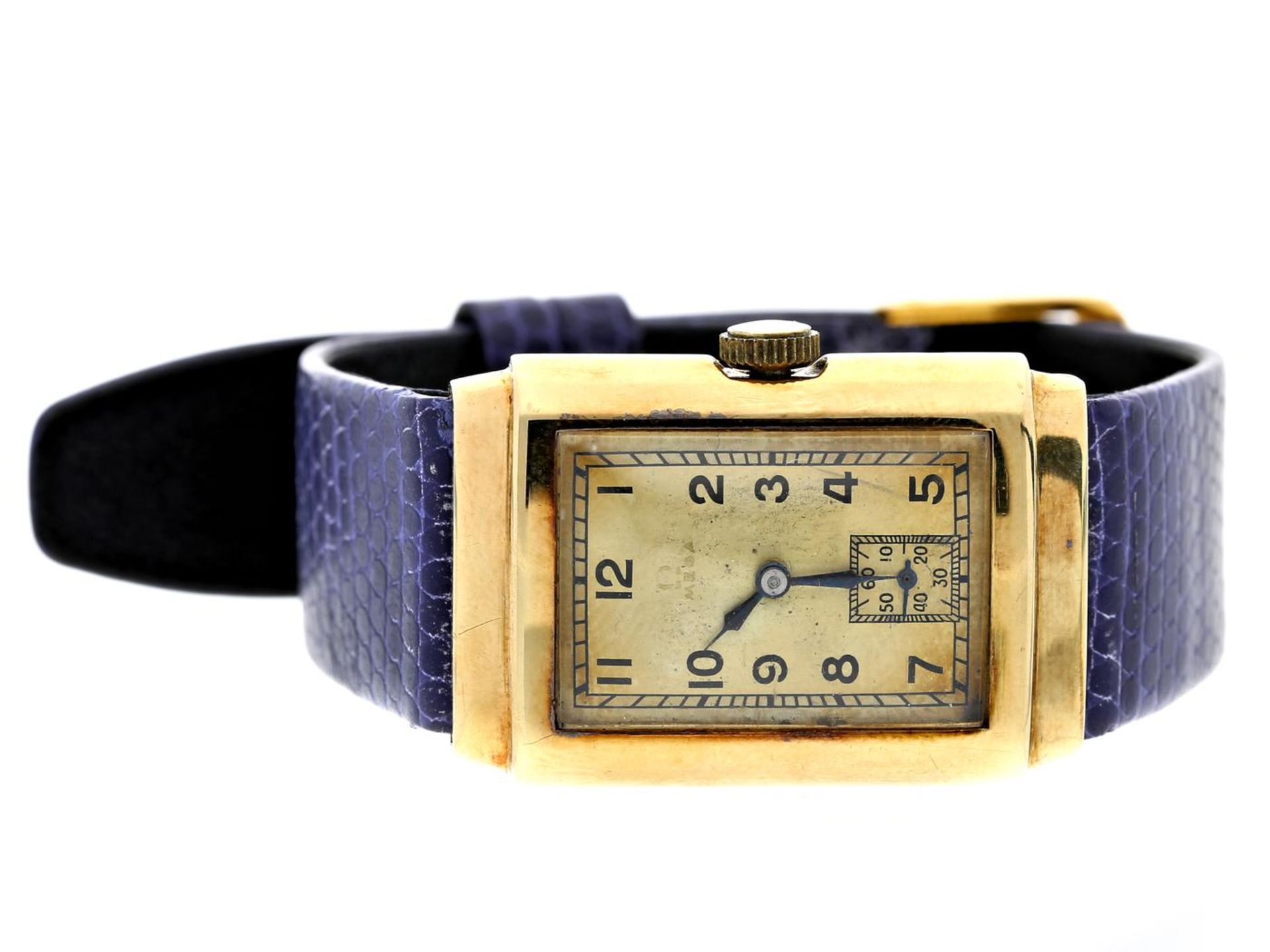 Armbanduhr: seltene, frühe Herrenuhr von Omega aus dem Jahr 1935 Ca. 23 × 33mm, 14K Gold,