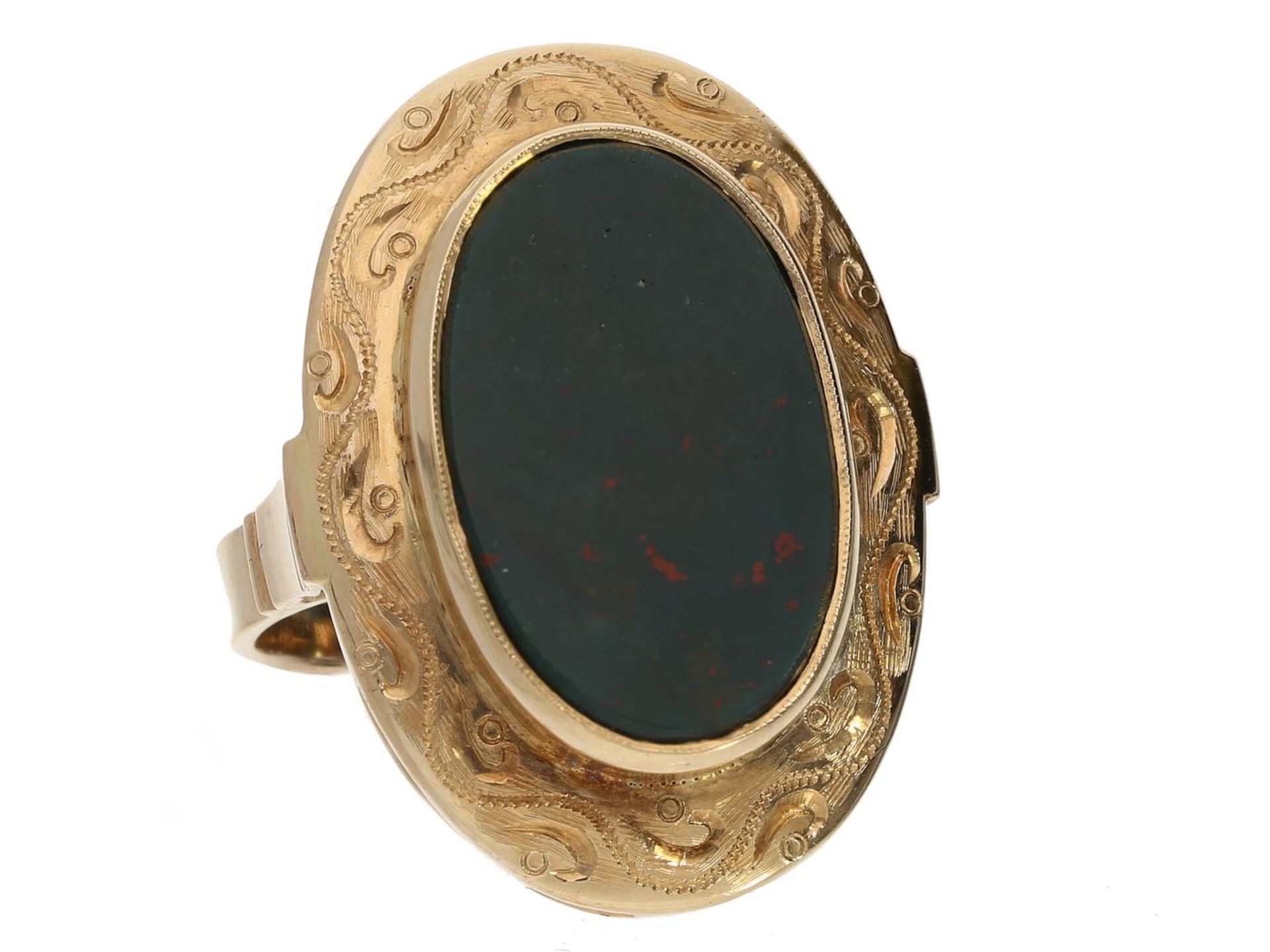 Ring: antiker Goldschmiedering, vermutlich 40er Jahre Ca. Ø19,5mm, RG61, ca. 10,5g, 14K Gold, sehr