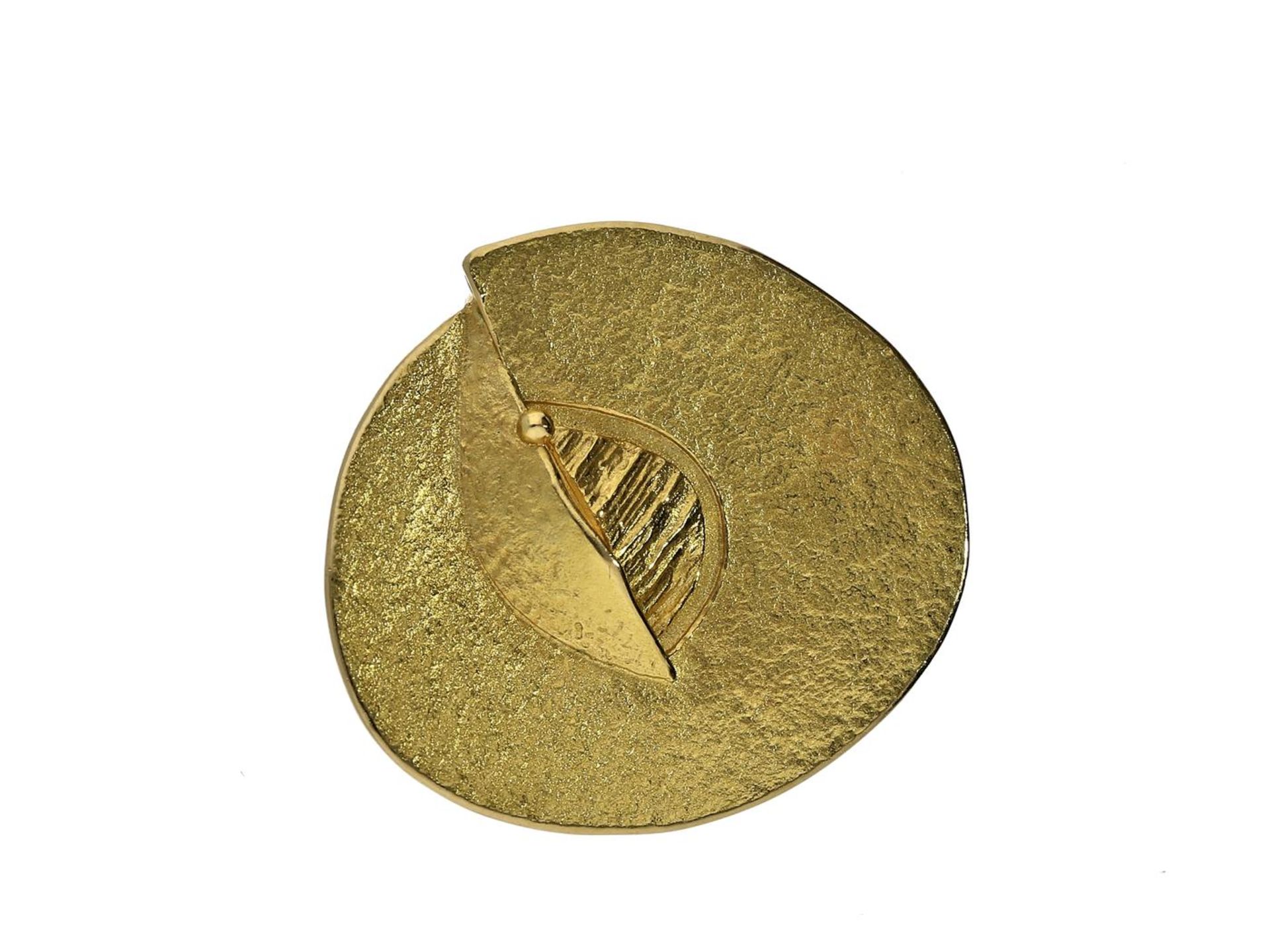 Brosche/Anhänger: dekorativer Goldschmiede-Designerschmuck Ca. Ø24mm, ca. 6g, 18K Gold, rückseitig