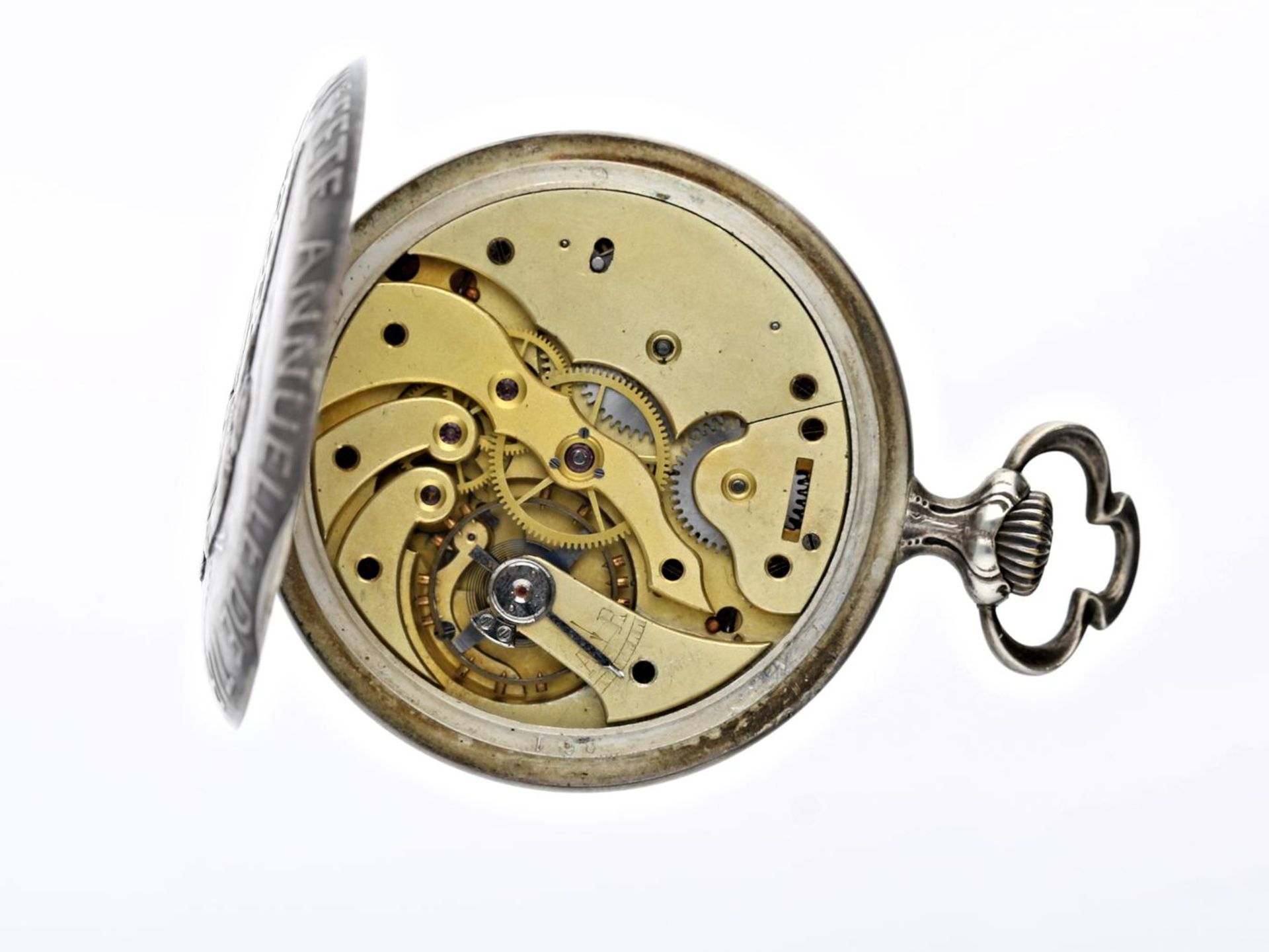 Taschenuhr: sehr seltene Jugendstil-Schützenuhr "XI. Fete Annuelle De Tir Grenoble 1911", signiert - Bild 2 aus 3