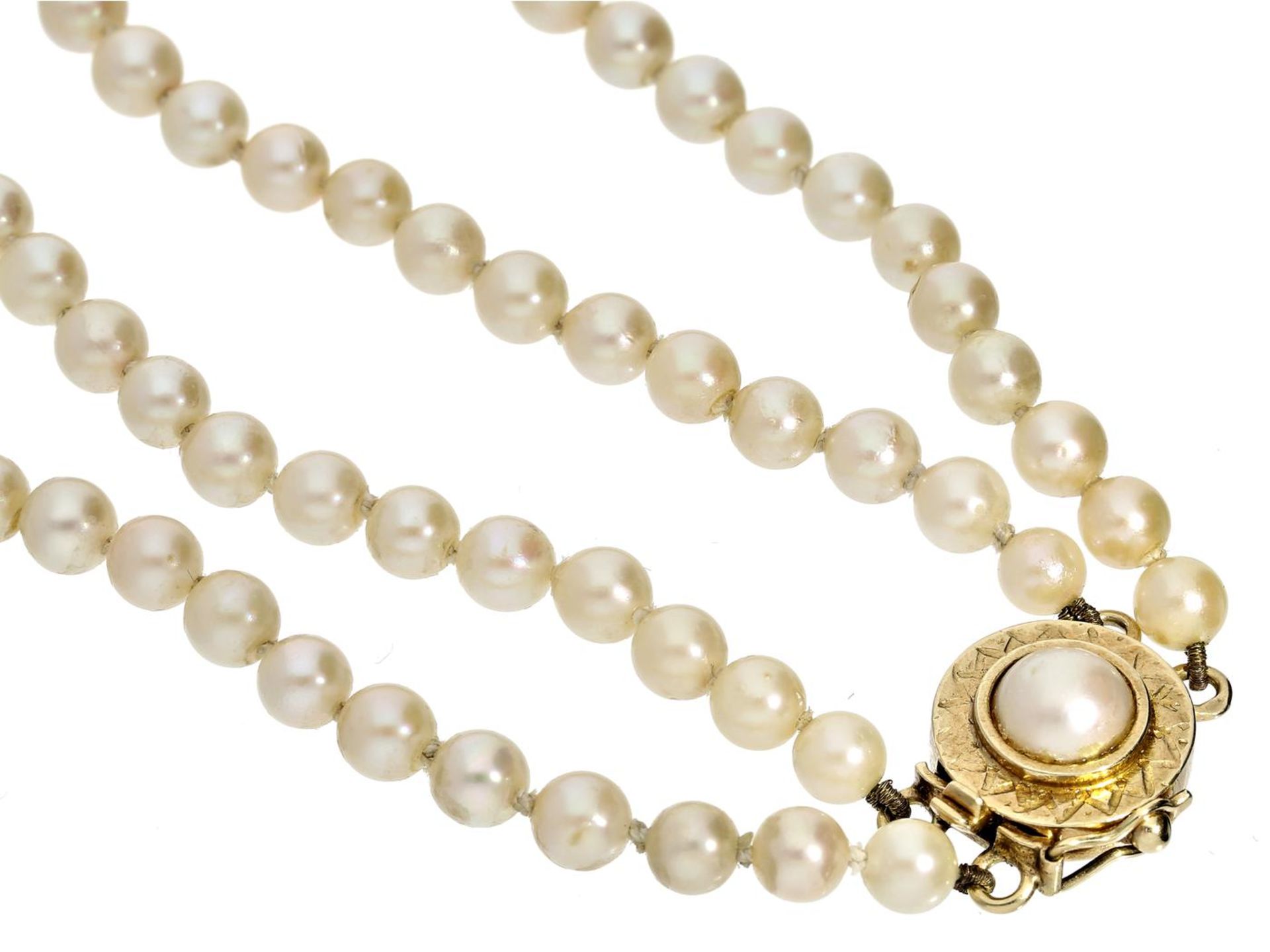 Kette: dekorative vintage Perlenkette mit schöner Goldschließe Ca. 51cm lang, Perlen von ca. Ø4mm