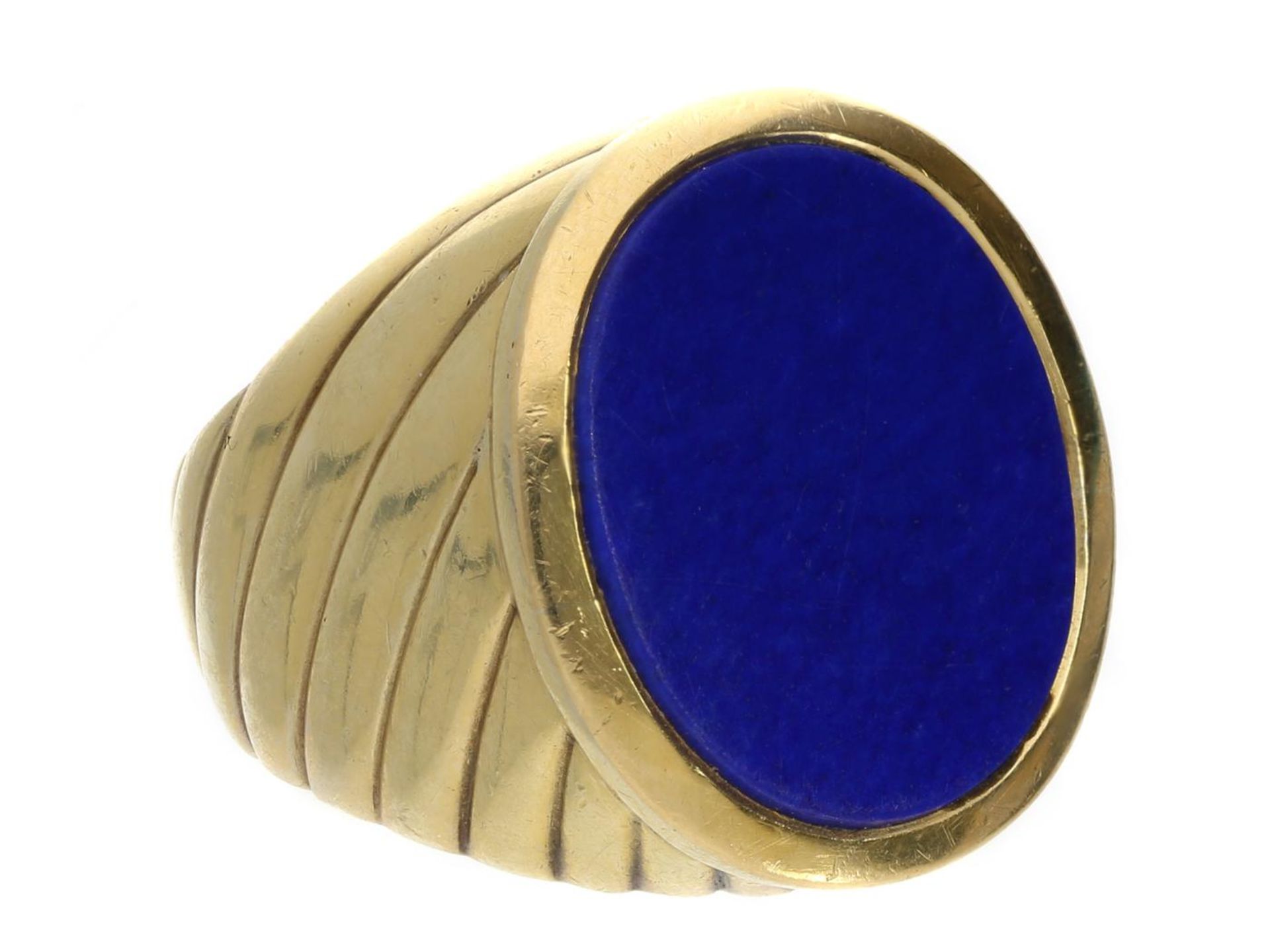 Ring: sehr breiter, aufwändig verzierter vintage Herrenring mit Lapislazuli Ca. Ø20mm, RG63, ca.