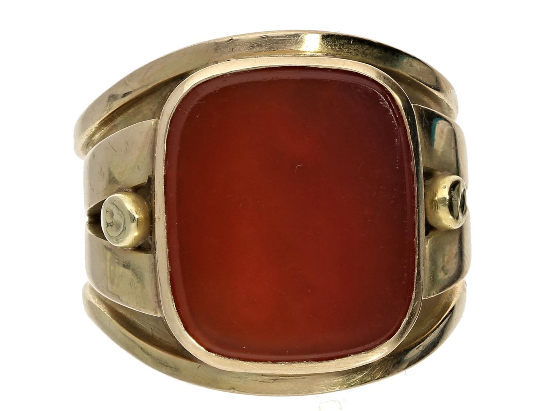 Ring: extrem breiter und besonders schwerer vintage Herrenring mit Karneol Ca. Ø21mm, RG65, ca. 20g,