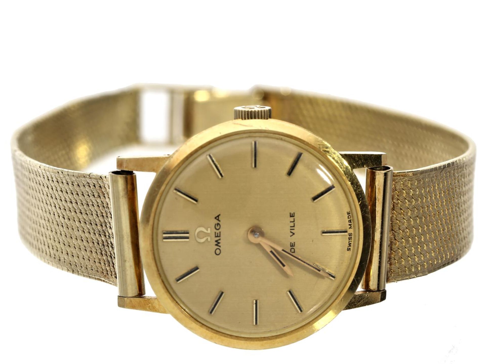 Armbanduhr: Vintage Omega-Damenuhr, 14K Gold, vermutlich 60er Jahre Ca. Ø23mm, ca. 28g, 18K Gold,