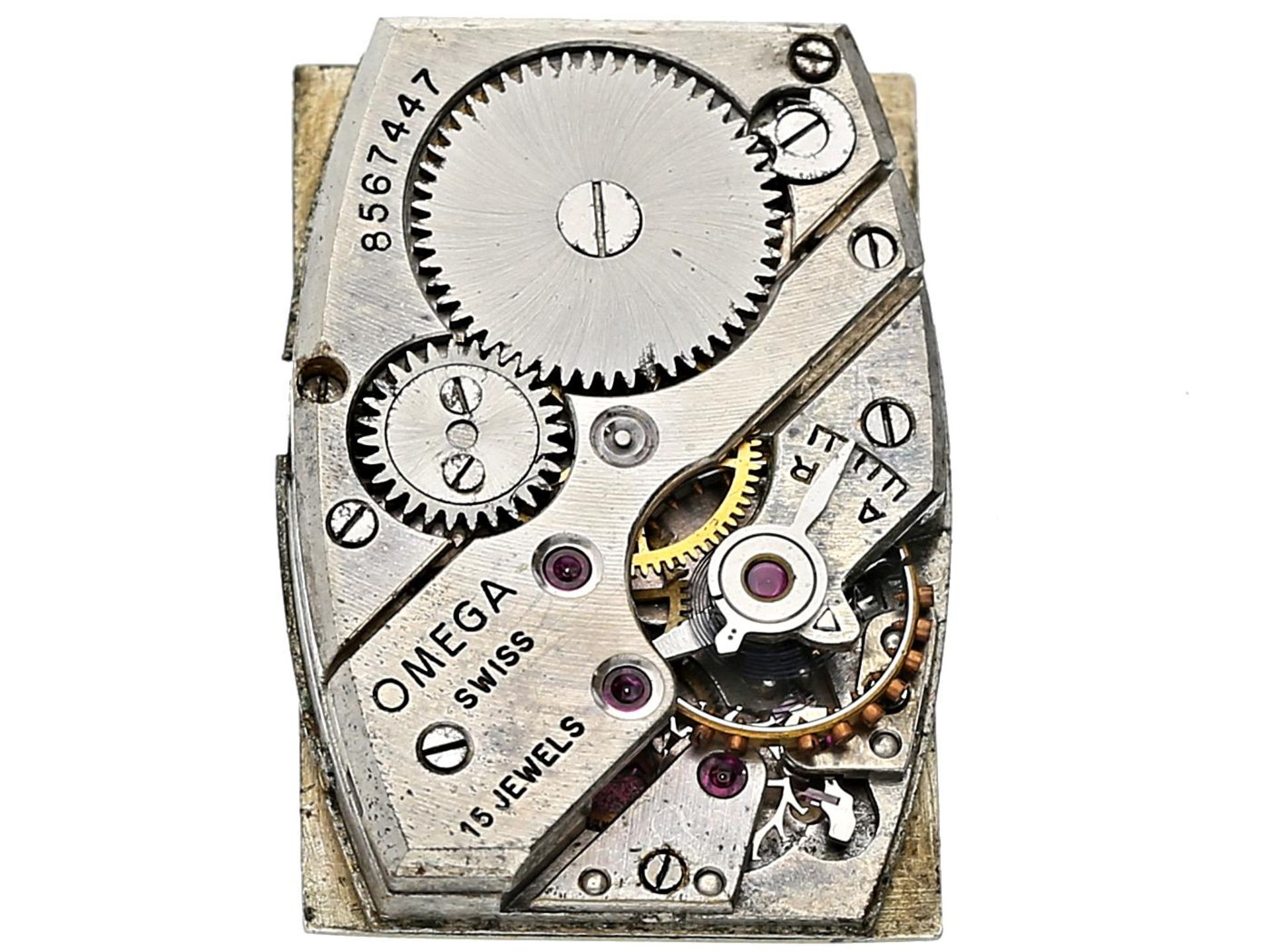 Armbanduhr: seltene, frühe Herrenuhr von Omega aus dem Jahr 1935 Ca. 23 × 33mm, 14K Gold, - Bild 2 aus 3