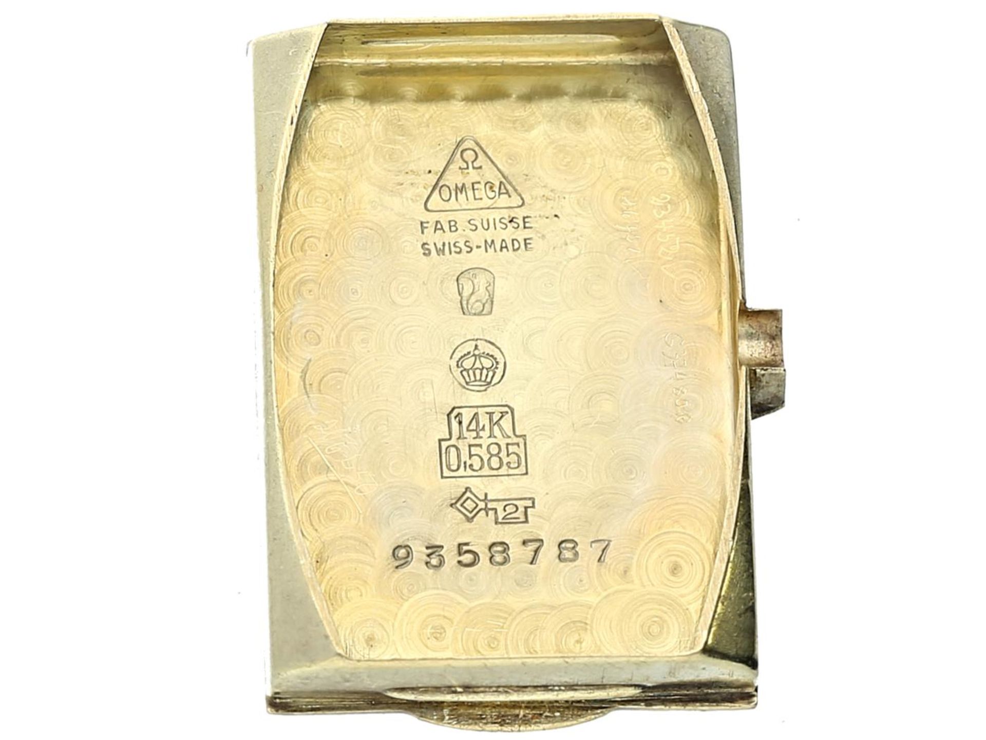 Armbanduhr: seltene, frühe Herrenuhr von Omega aus dem Jahr 1935 Ca. 23 × 33mm, 14K Gold, - Bild 3 aus 3