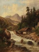 Heinrich Eduard Heyn Künstler des 19. Jahrhunderts - Paar Gebirgslandschaften mit Wildbach - Öl/Lwd.