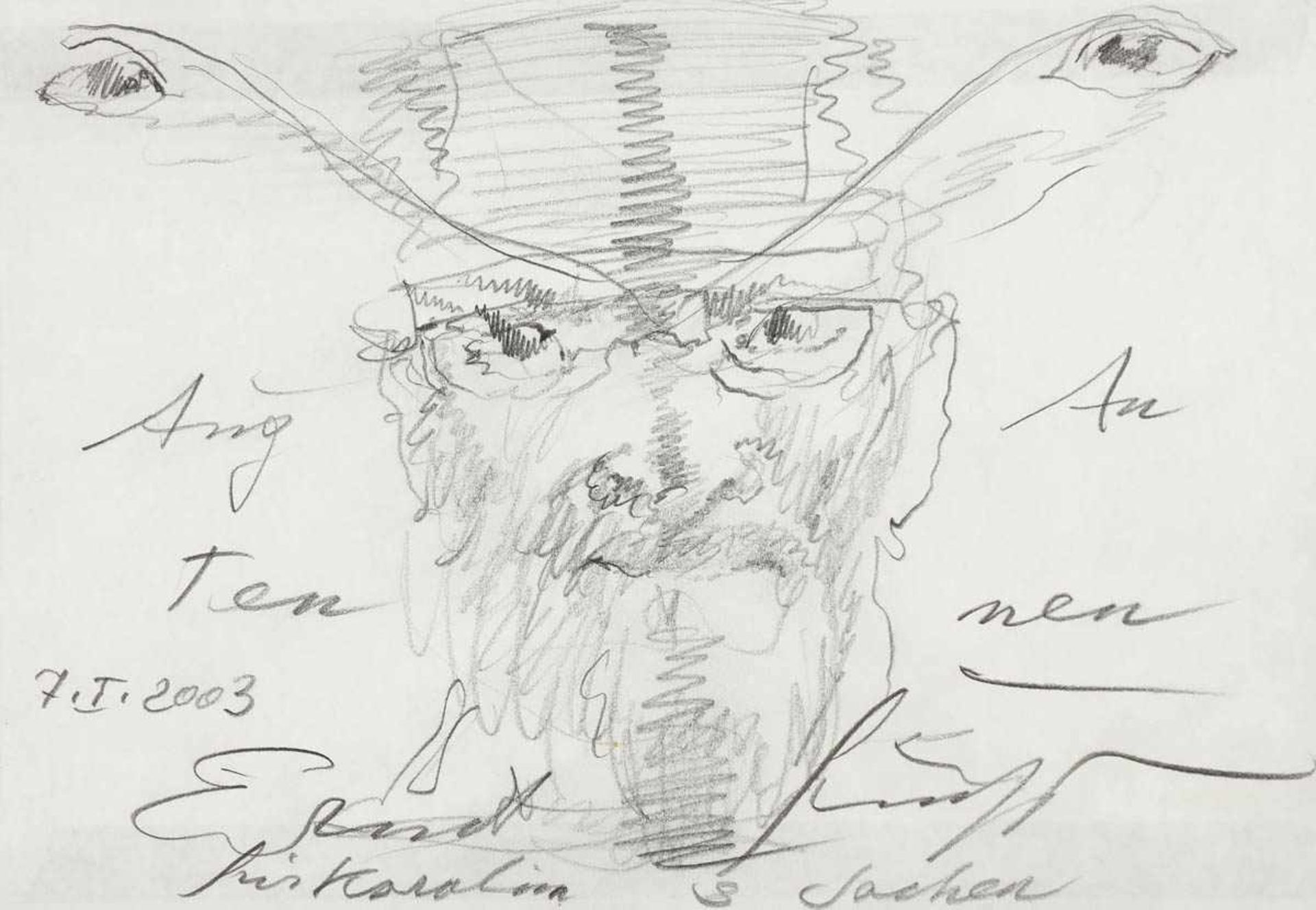 Ernst Fuchs 1930 Wien - 2015 Wien - "Augantennen" - Bleistift/Papier. 14,8 x 21 cm. Sign. und mit