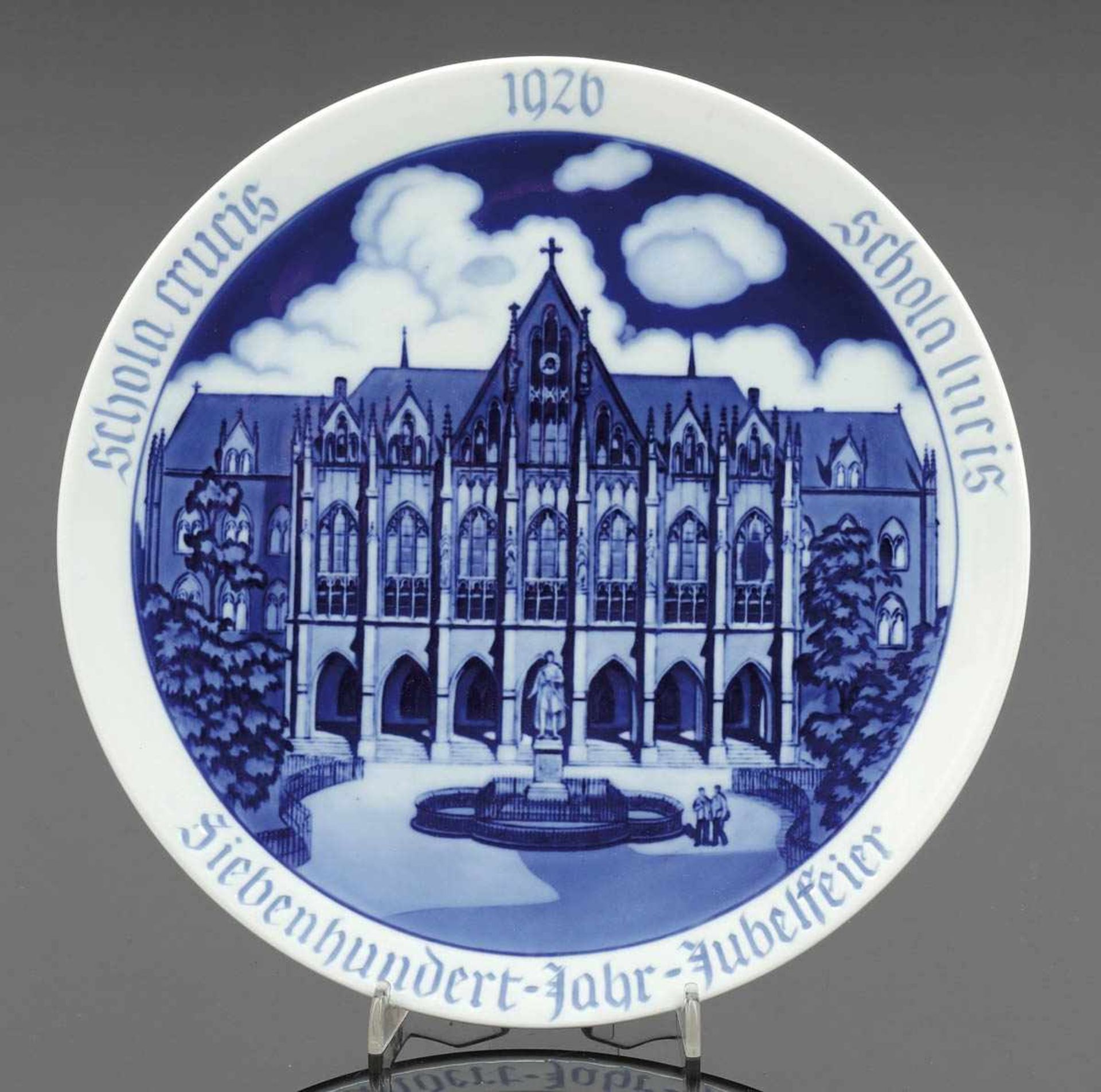 Jubiläumsteller Siebenhundert Jahr Jubelfeier Schola crucis 1926 Staatliche Porzellan Manufaktur,