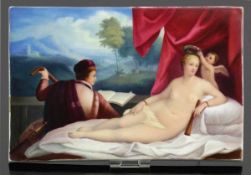 Bildplatte Liegende Venus mit Amor und Lautenspieler nach Tizian Königliche Porzellan Manufaktur (