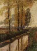 Carl Fey 1867 Düsseldorf - 1936 Düsseldorf - "Goldiger Herbst an der Anger" - Öl/Lwd. 80 x 60 cm.