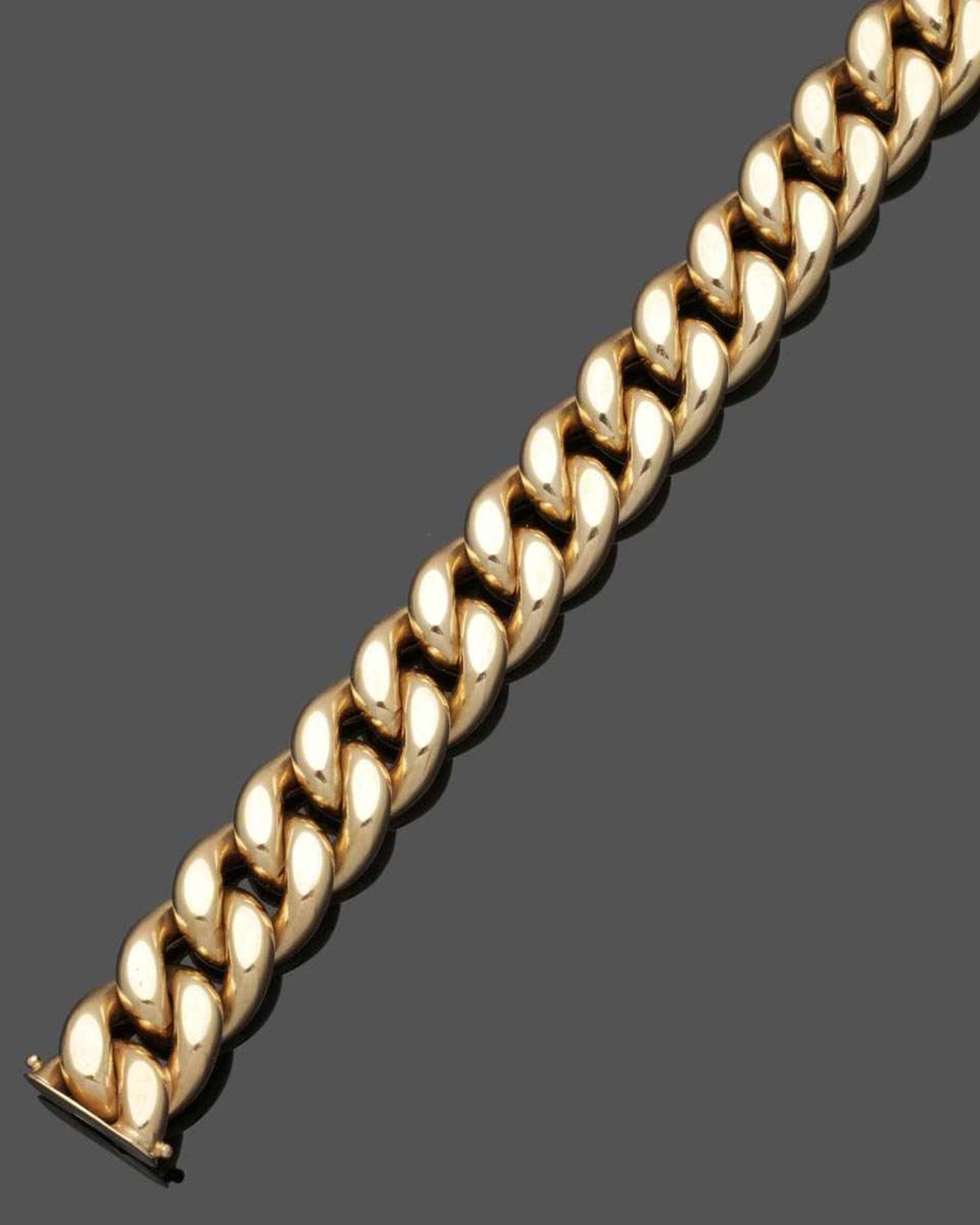 Dekoratives Rundpanzerarmband A golden bracelet 585er GG, gestemp. L. 22 cm. B. 2 cm. Steckschloss - Bild 2 aus 2