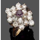 Damenring mit Brillanten und einem Rhodolith A Lady's diamond and rhodolite ring 750er GG und WG,