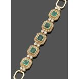 Armband mit Smaragden und Brillanten An emerald and diamond bracelet 750er GG, gestemp. 5 Smaragde