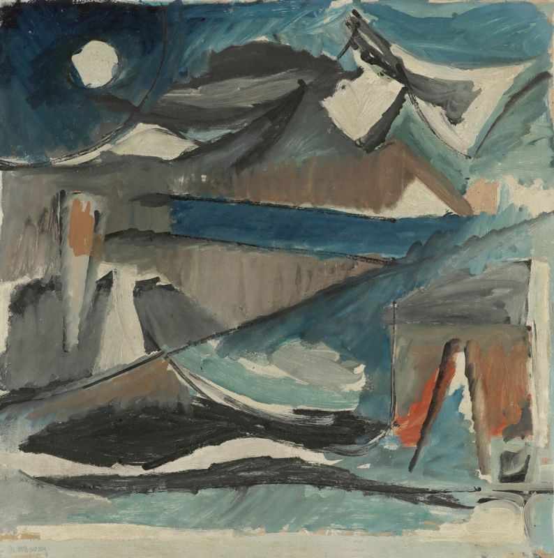 Heiner Malkowsky 1920 Rosenberg - 1988 Hannover - Küstenlandschaft - Öl/Hartfaser. 71,5 x 72 cm.