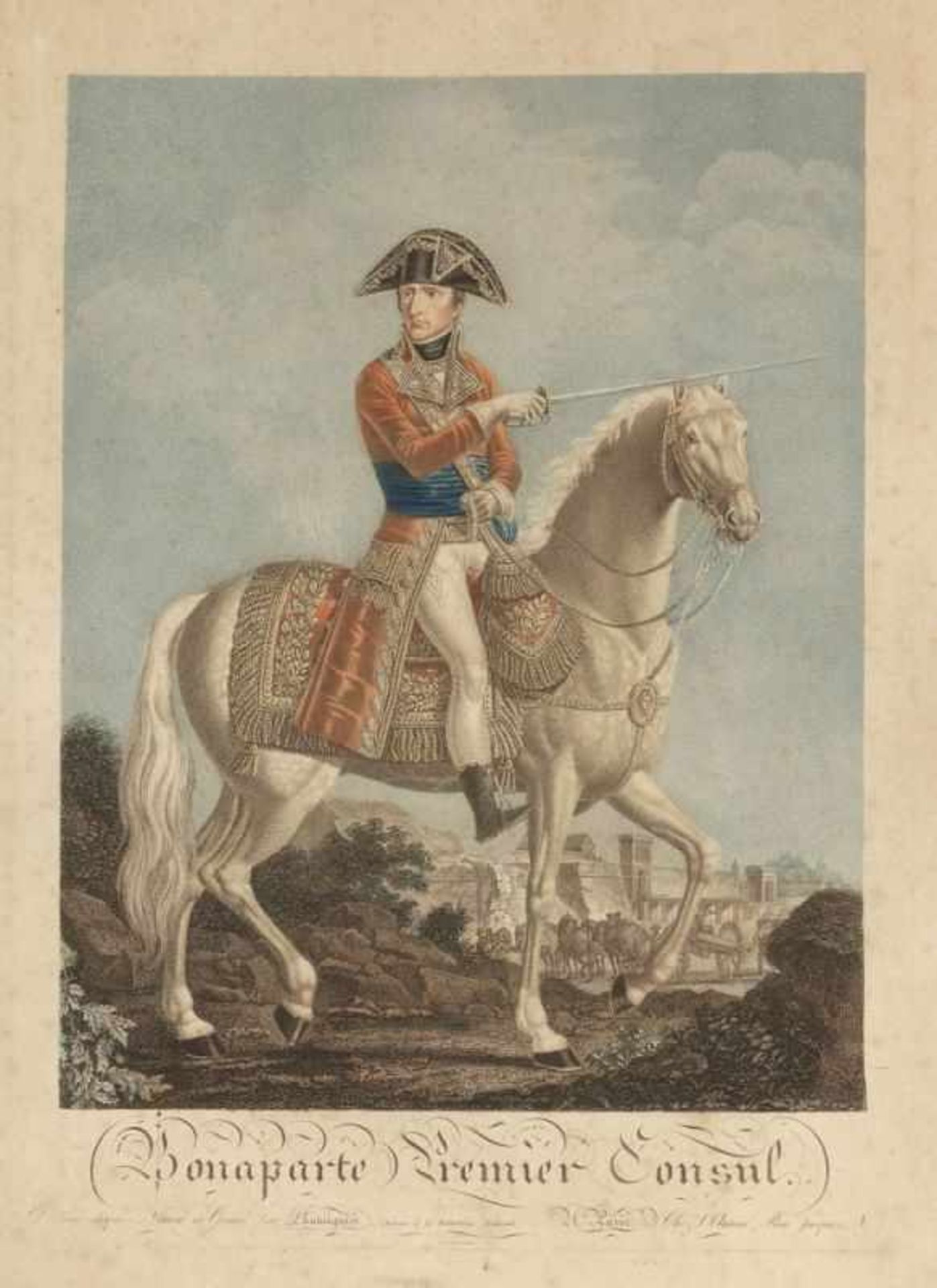 Alexis Chatagnier Grafiker des 19. Jahrhunderts. - "Bonaparte Premier Consul" - Punktierstich. 40