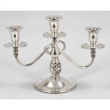 3flg. Kerzenleuchter im Jugendstil / Candle Stick 925er Silber. Punzen: Herst.-Marke, Sterling. 21,5