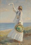 Michael Ancher 1849 Frigaard, Bornholm - 1927 Skagen - Marie Dinesen am Strand - Öl/Lwd. 65 x 46,3