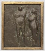 Gustav Seitz 1906 Neckerau/Mannheim - 1969 Hamburg - "Paar" - Bronzerelief. Braun patiniert. 32,5