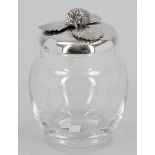 Marmeladendose / Jam Jar 925er Silber. Glas. Punzen: Herst.-Marke, 925. G. 13,5 cm. Gew.: 94 g (ohne