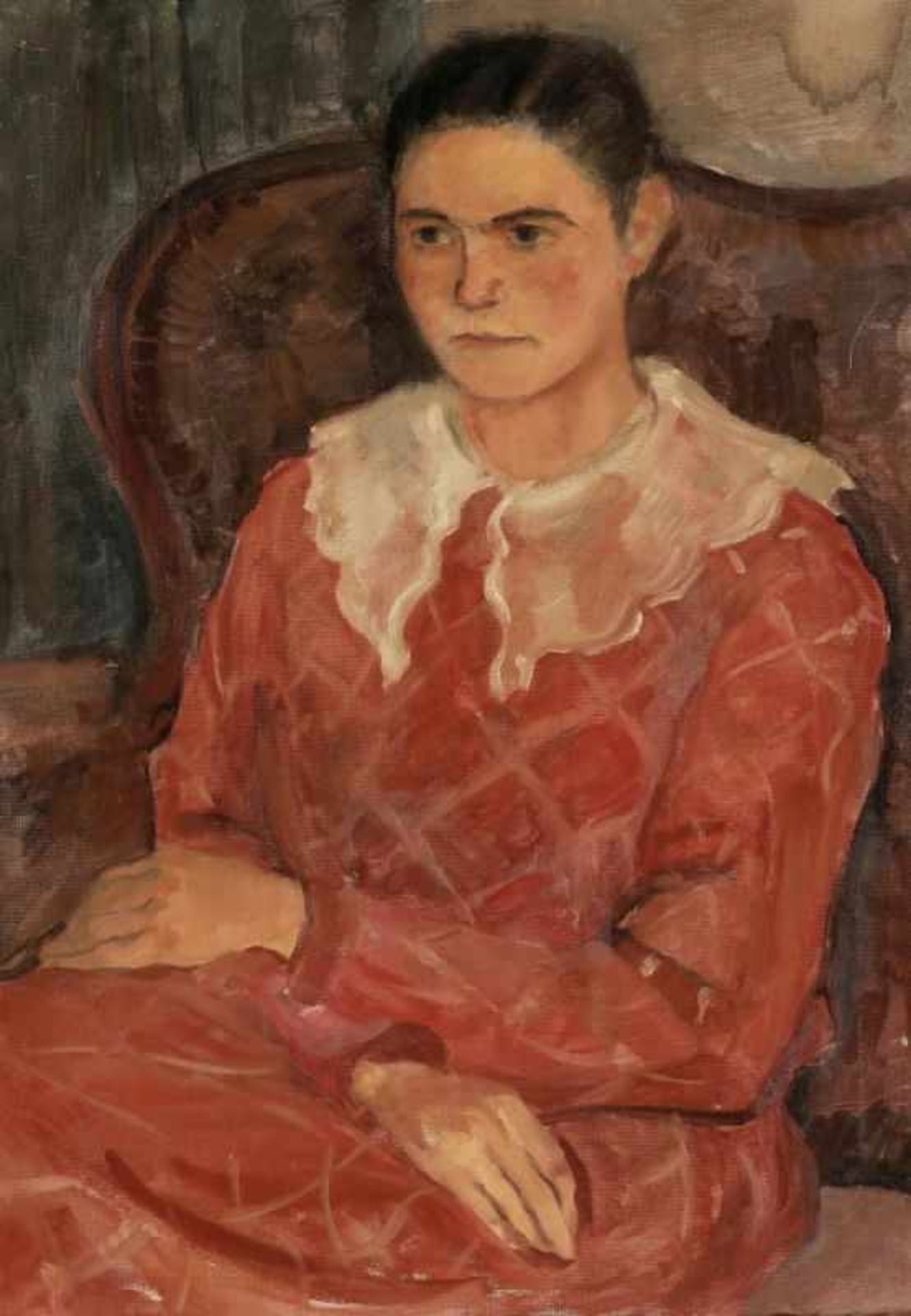 Künstler des 20. Jahrhunderts - Damenportrait - Öl/Lwd. 70 x 50 cm. Rückseitig auf dem Keilrahmen