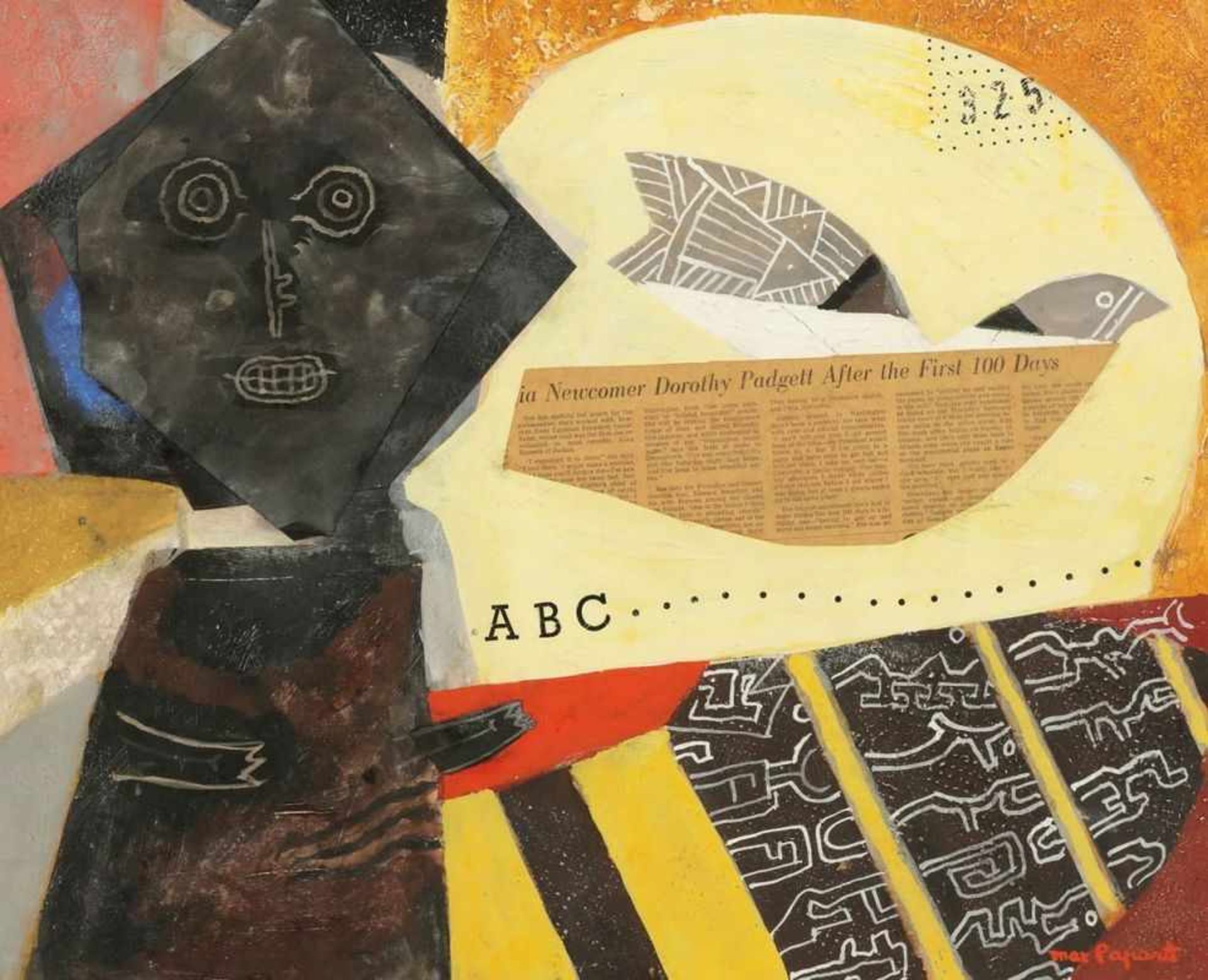 Max Papart 1911 Marseille - 1994 - "A B C..." - Collage/Papier auf Karton. 47 x 58,5 cm. Sign. r.