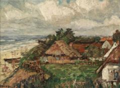 Ernst Kolbe 1876 Marienwerder - 1945 Rathenow - Friesenhäuser an der Nordsee - Öl/Karton. 50 x 70