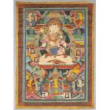 Thangka Nepal, 19. Jahrhundert. - "Vajrasattva" - Gouache/Leinen. 136 x 98 cm. - Zustand: Ohne