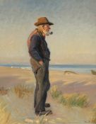 Michael Ancher 1849 Frigaard/Bornholm - 1927 Skagen - Pfeife rauchender Fischer am Skagener Strand -