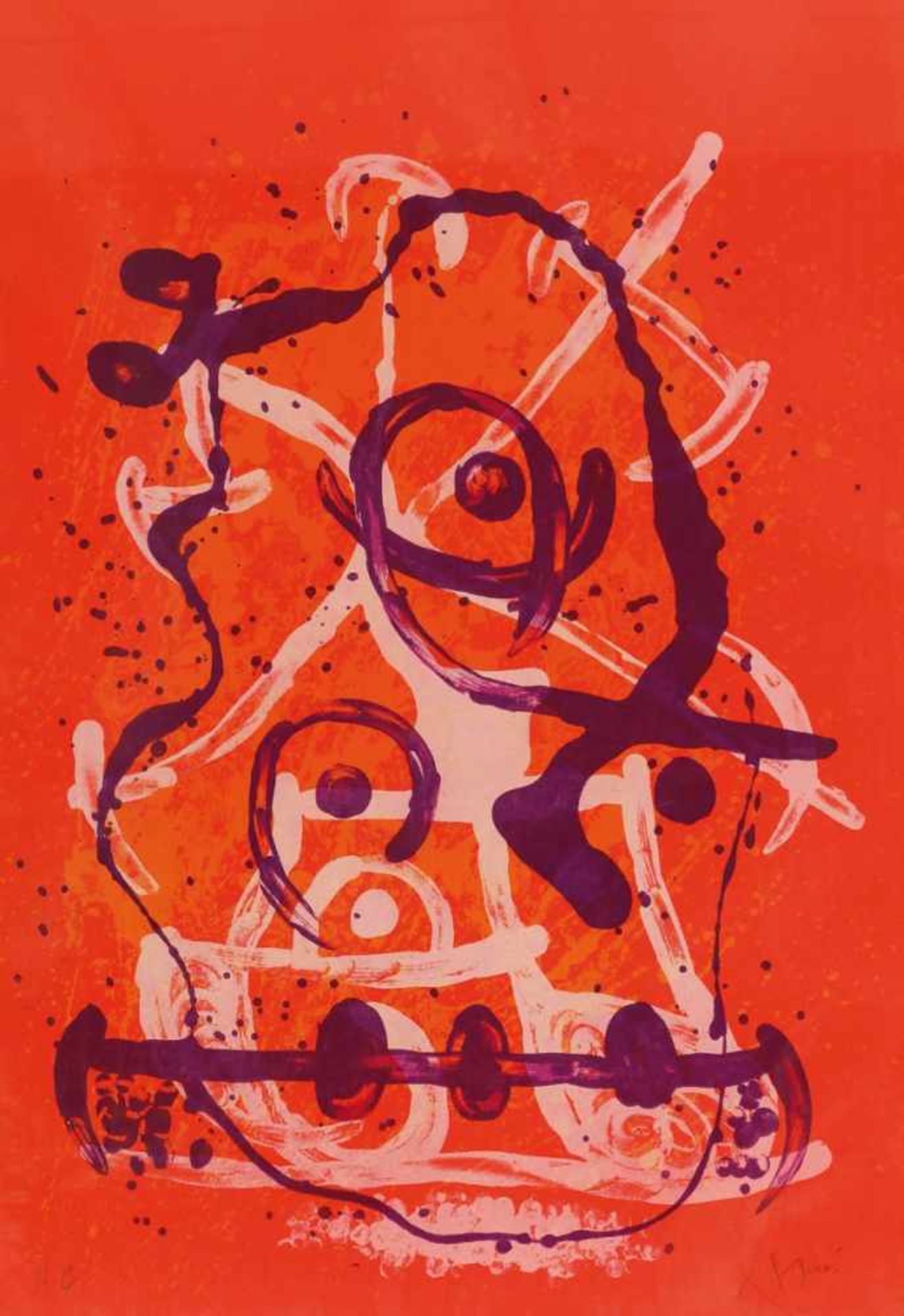Joan Miró 1893 Barcelona - 1983 Palma - "Chevauchée rouge violet" - Farblithografie/Papier. H. C.