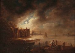 Aert van der Neer 1603 Gornichem - 1677 Amsterdam in der Art des - Fischersleute am Ufer in einer