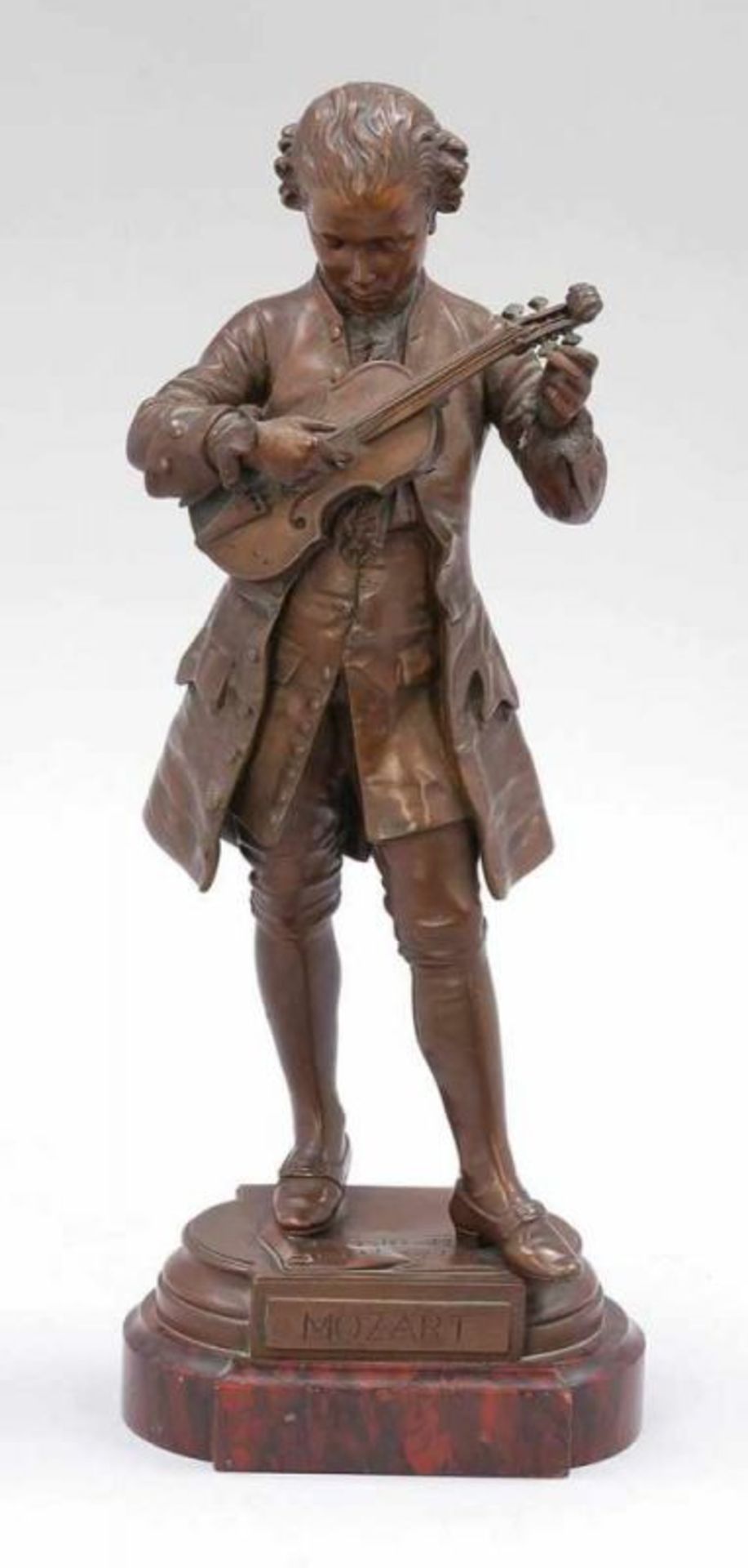 Leon Grégoire 1840 - 1890 - "Mozart" - Bronze. Braun patiniert. Roter Marmorsockel. H. o./m. Sockel: - Bild 2 aus 2