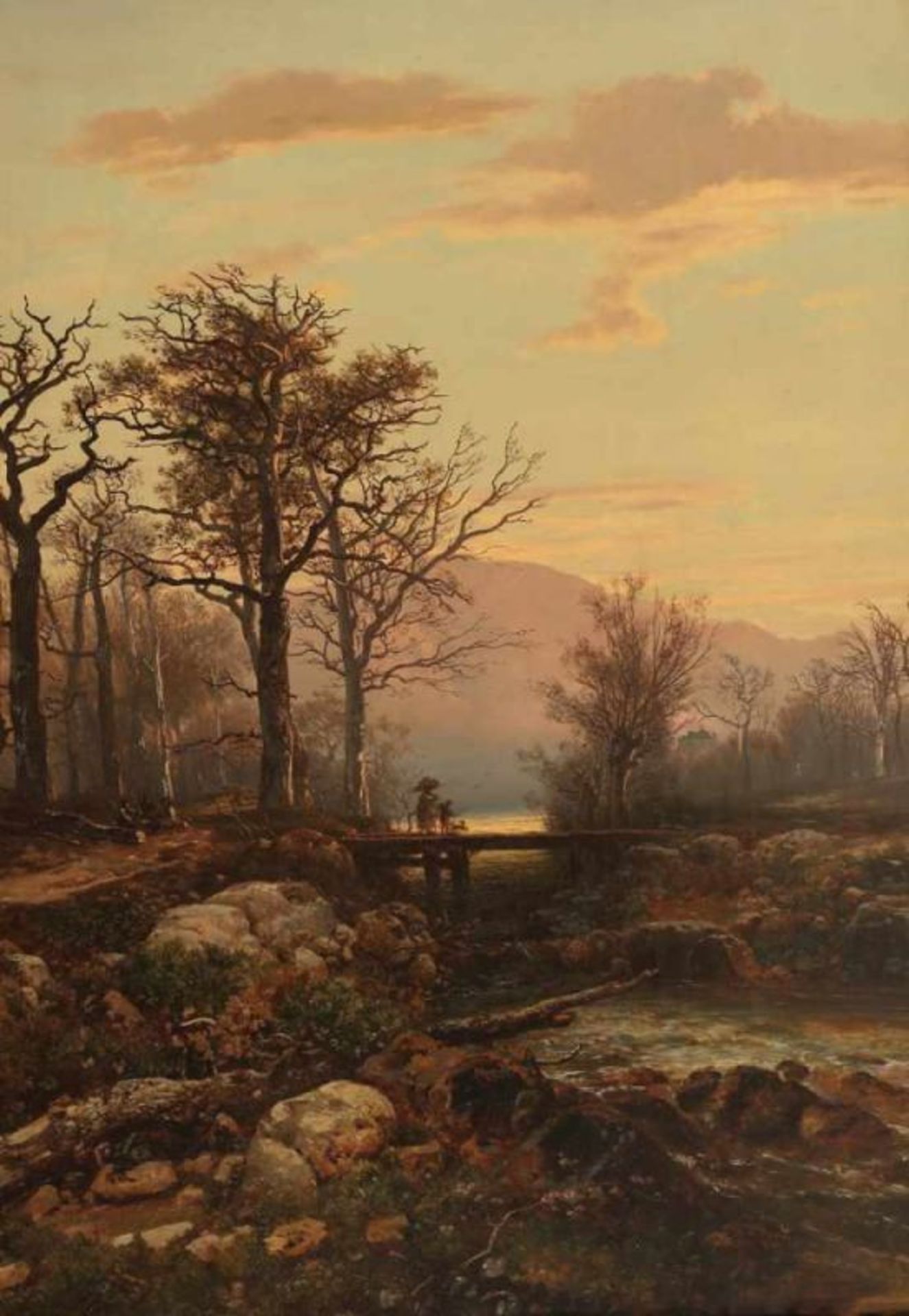 Otto Reinhold Jacobi 1812 Königsberg - 1901 Ardoch, North Dakota - Flusslandschaft im Abendlicht - - Bild 2 aus 2