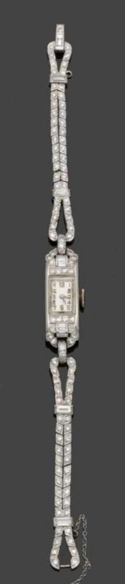 Damenarmbanduhr des Art Deco mit üppigem Diamantbesatz Fa. Henry Sandoz, Schweiz (Uhrwerk). Fa. - Bild 3 aus 4