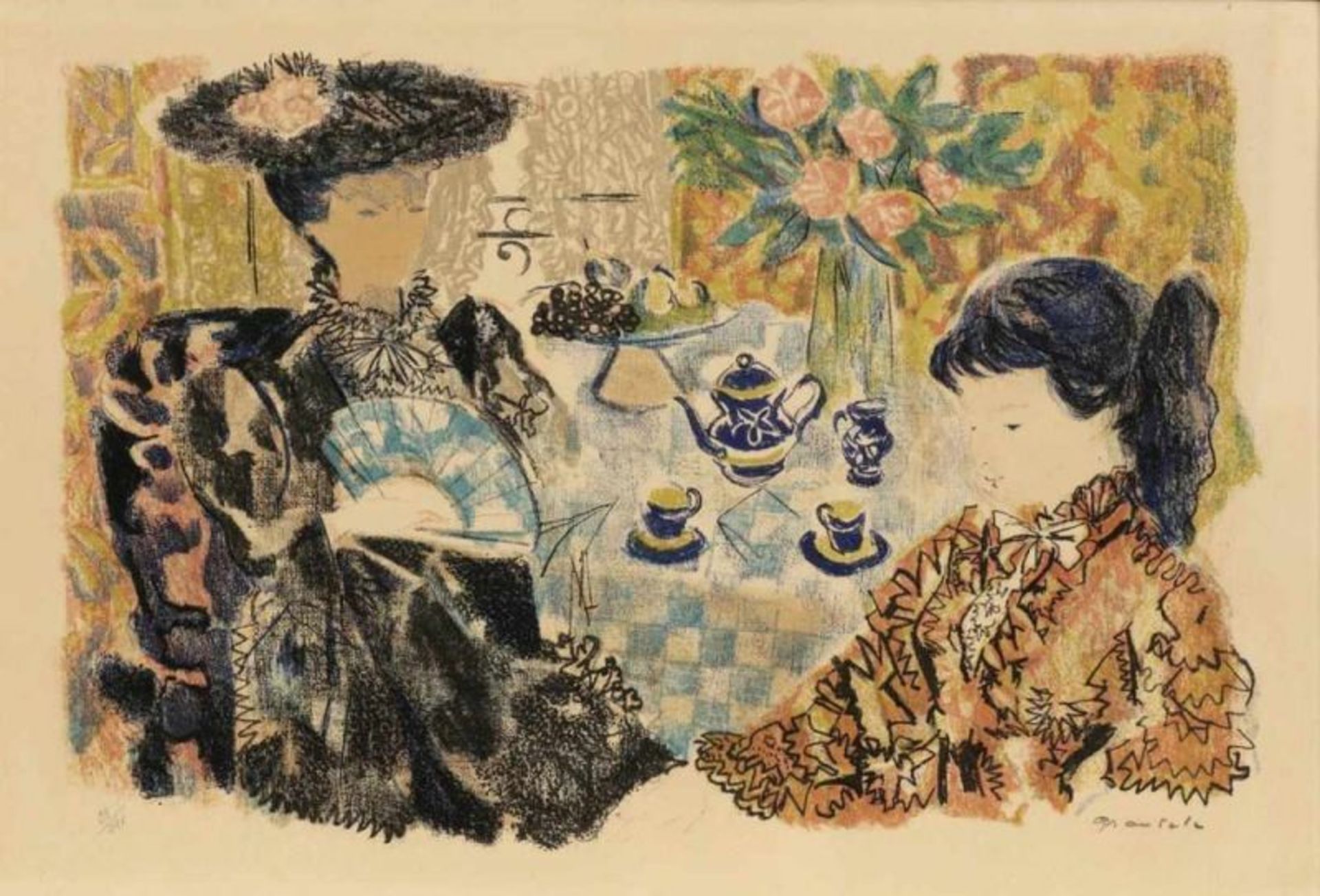 Emilio Grau-Sala 1911 Barcelona - 1975 Paris - Damen beim Kaffee - Farblithografie/Papier. 33/220. - Bild 2 aus 2