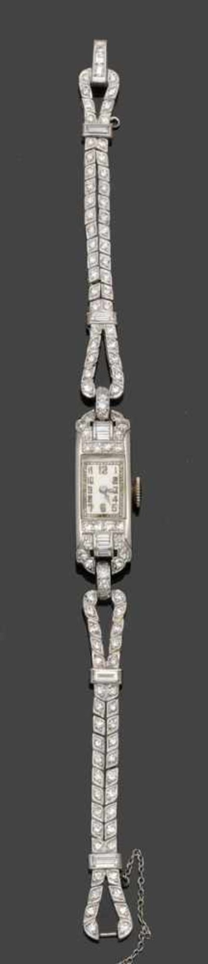 Damenarmbanduhr des Art Deco mit üppigem Diamantbesatz Fa. Henry Sandoz, Schweiz (Uhrwerk). Fa. - Bild 4 aus 4