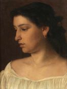 Rudolf Henneberg 1826 Braunschweig - 1876 Braunschweig - Junge Frau im Profil - Öl/Lwd. 46,5 x 36