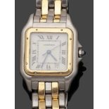 Cartier-Damenarmbanduhr Fa. Cartier, Schweiz. Modell: Panthere. Edelstahl. 750er GG, gestemp. (