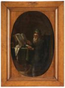 Künstler um 1800 - Gelehrter in der Stube - Öl/Lwd. (Oval). 46,5 x 31,5 cm. Rahmen. Leichte