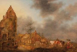 Petrus Johannes van Regemorter 1755 Antwerpen - 1830 Antwerpen attr. - Landschaft mit Turm - Öl/