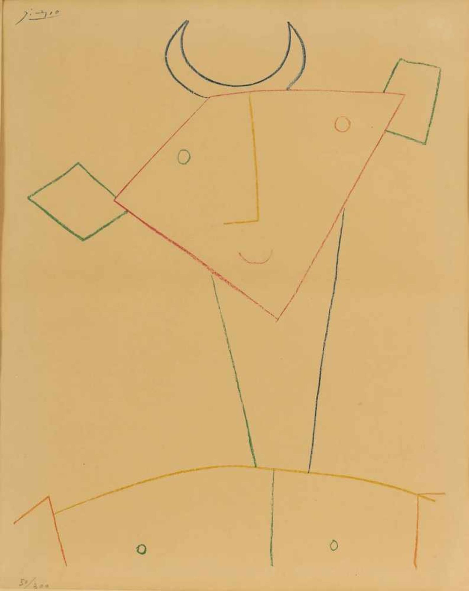 Pablo Picasso 1881 Malaga - 1973 Mougins nach - Tete de Faune - Farblithografie/chamoisfarbenes