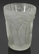 Vase mit vier Baumsegmenten Farbloses Glas, formgepresst. Oberfläche mattiert. Unbezeichnet. H.25,
