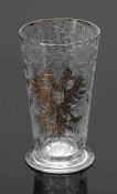 Kelchglas mit Doppeladler (Stadtwappen von Wien) Ende 19. Jh. / 1. Hälfte 20. Jh. Farbloses Glas mit
