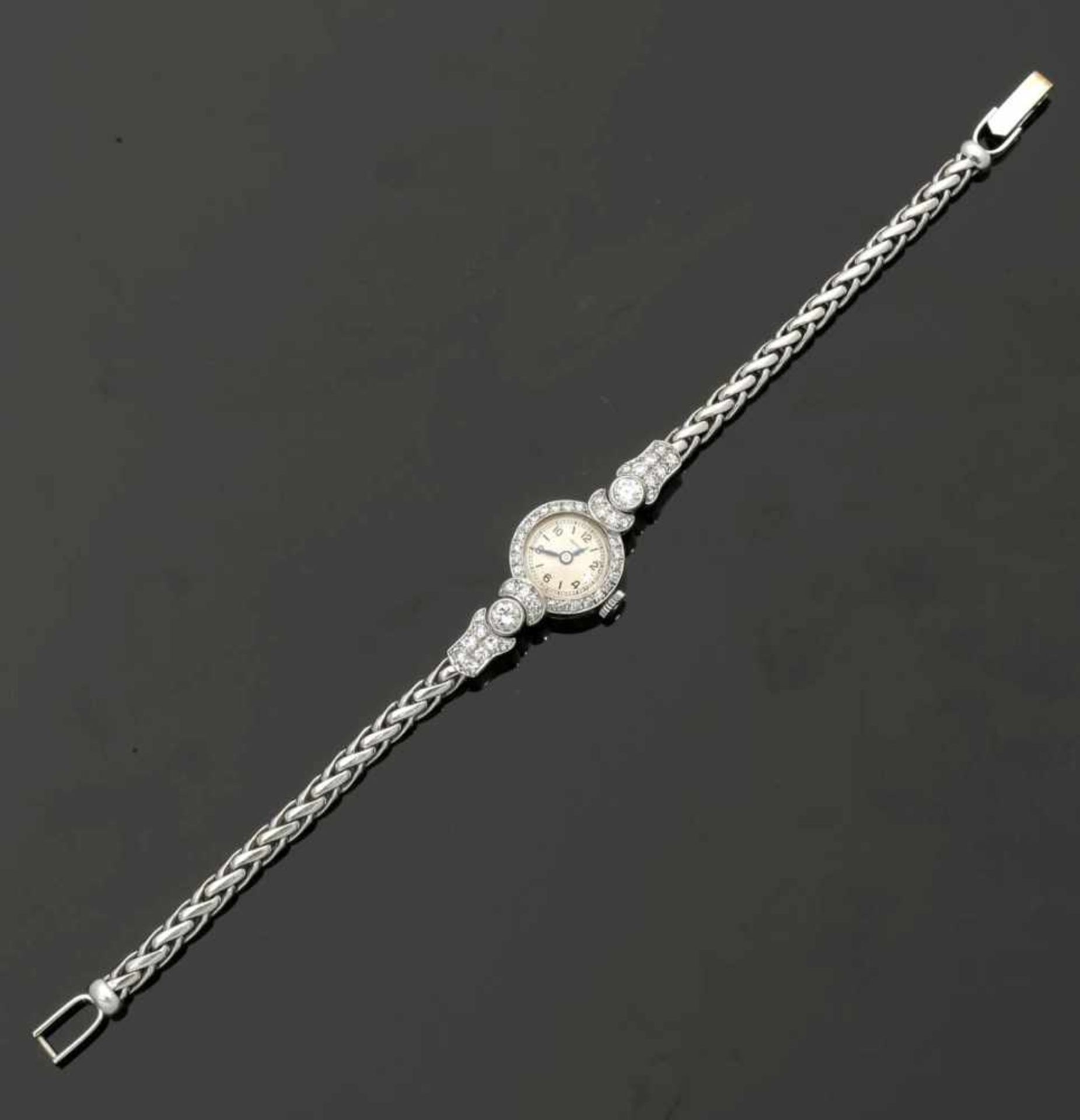 Damenarmbanduhr mit Diamanten A Lady's diamond watch Fa. Glycine Watch Co., Schweiz 585er WG, - Bild 4 aus 4